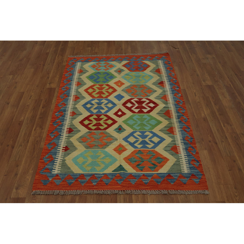 Tapis géométrique ludique Kilim 3 x 5 parfait pour les maisons éclectiques