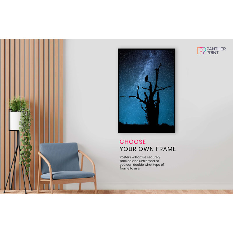Night Sky Owl Silhouette - No Frame Print, 31cm H x 20cm W x 0.5cm D