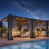Pergola 12 x 20 pi avec rideaux et filet, gris foncé