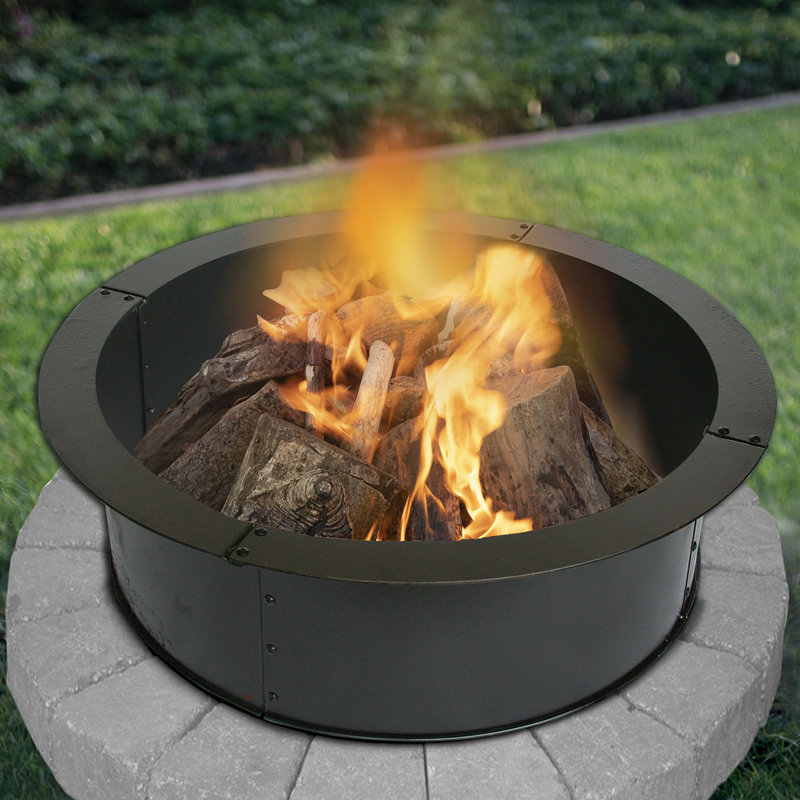 Brenden Round Steel Wood Burning Smokeless Fire Ring, 10" H x 28" W x 28" D