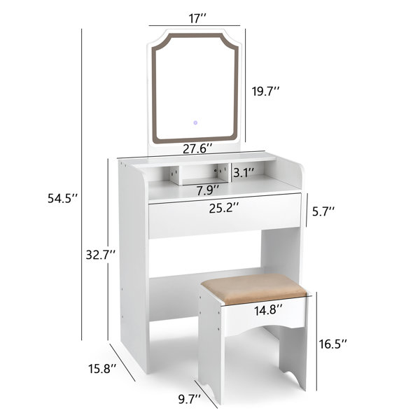 CTW Home Collection 370458 Tabletop Vanity Mirror and Jewelry Stand,  22-inch Height 