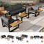 Ensemble de conversation de patio d'extérieur en aluminium 4 pièces avec tables d'appoint pliantes, sièges pour 5 personnes avec canapé 3 places, 2 fauteuils et table basse-1028077120