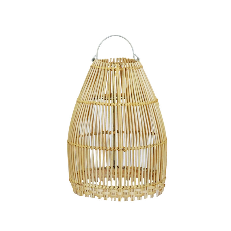 The Rattan Lampshade Collection 25cm H Bamboo Rattan Oval Pendant Shade ( Screw On ), Natural
