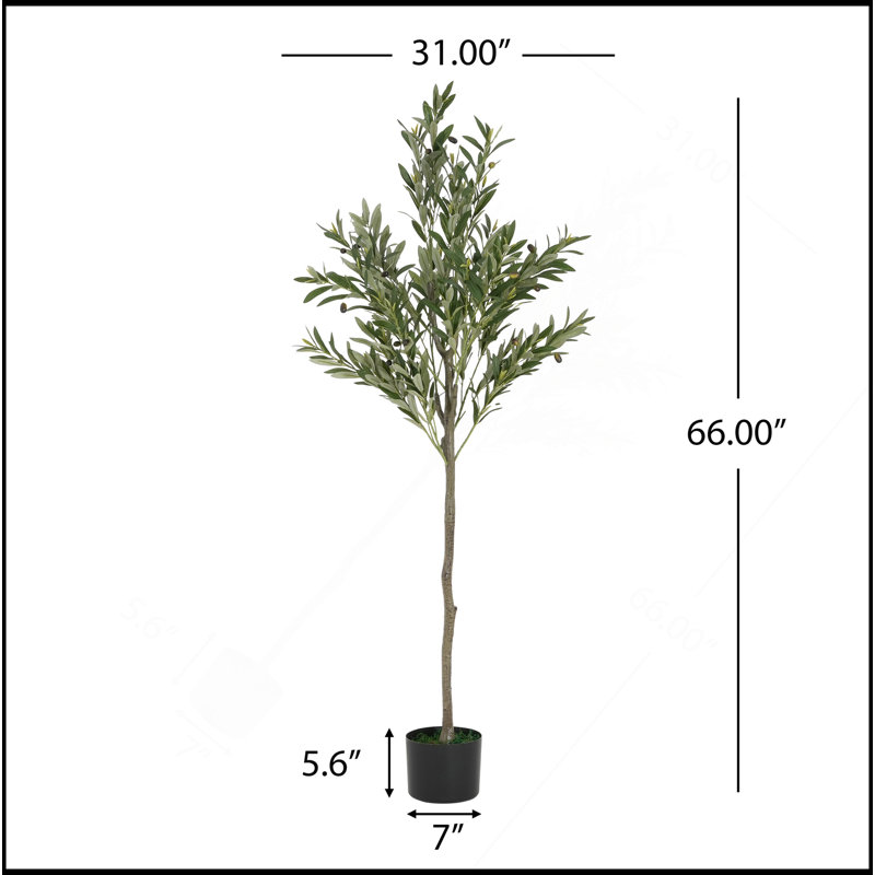 66" Artificial Olive Tree With Pot