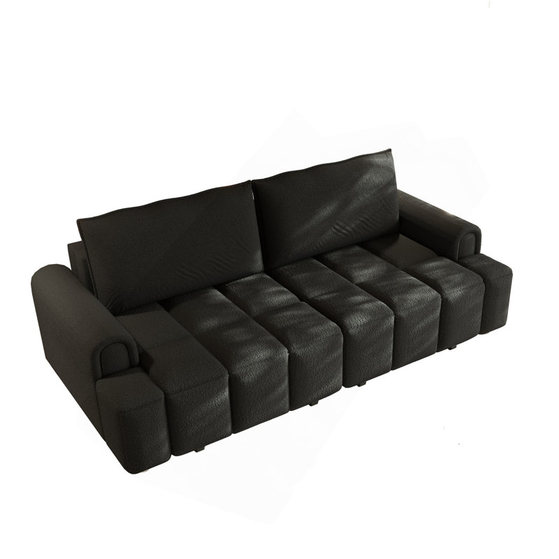 Canapé-lit 90,2 po 4 places en tissu Teddy, Noir