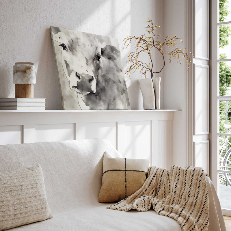 Impression abstraite monochrome sur toile I, Toile tendue, H 12 po x l 12 po