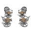 Chaise de patio pivotante en fonte d'aluminium 6 pièces avec structure noire et coussins bruns-1599113896
