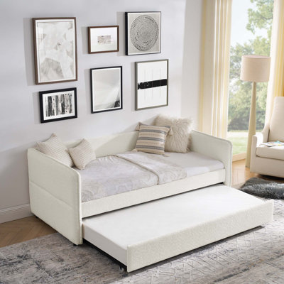 Daybed with Trundle Upholstered Tufted Sofa Bed,Boucle Fabric by Latitude Run