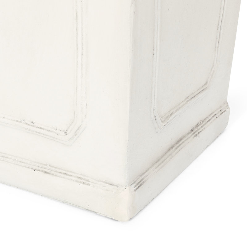 Planter - Antique White Magnesium Oxide For Outdoor Spaces. 16" Depth, Width, 30.5" Height, 26.67 Lb Oxide, Gardens. 16 In. Depth X Width 30.5 Lb. Weight