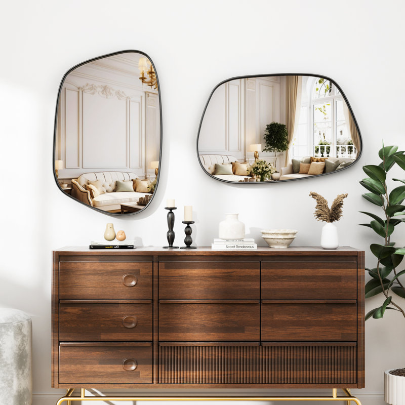 Irregular Wall Mirror - Decorative Tempered Glass Mirror With Aviation Aluminum Alloy Frame For Bathroom, Bedroom, Living Room, Entryway, Cloakroom
