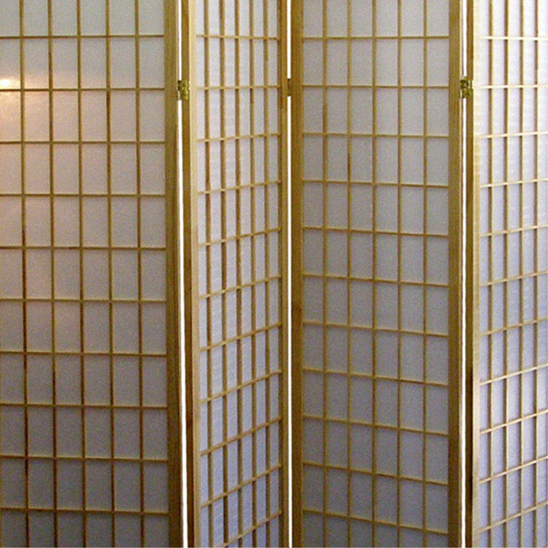 Paravent de 70 pouces de hauteur à 4 panneaux de style japonais avec finition en bois naturel