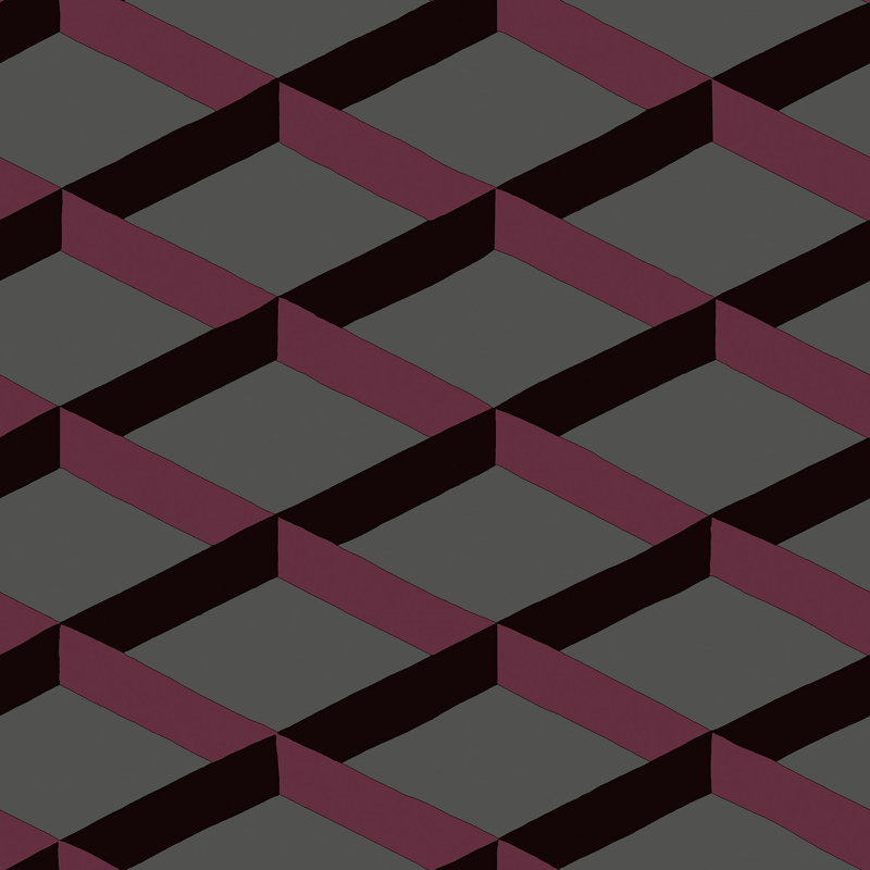 Luxe Shadow Trellis Wallpaper, Purple/Grey