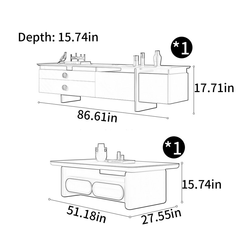 Home TV stand coffee table combination