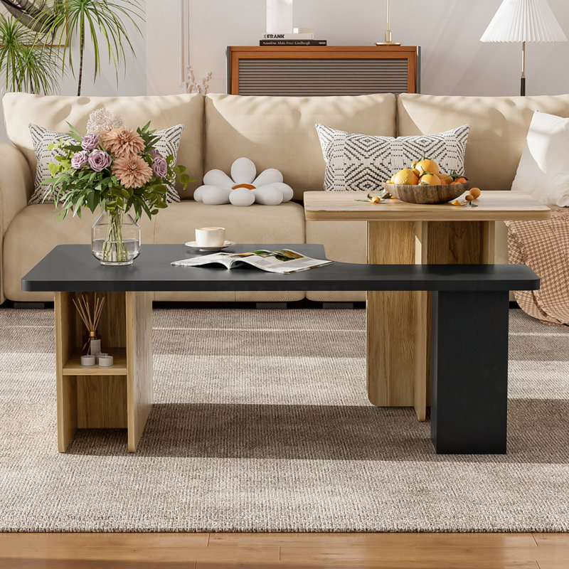 Ensemble de 2 tables basses gigognes Farmhouse, Noir