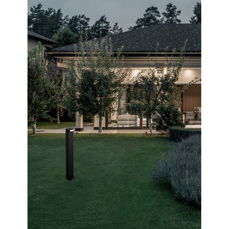 Black Integrated LED Metal Bollard Light, 80cm H x 12cm W x 9.4cm D