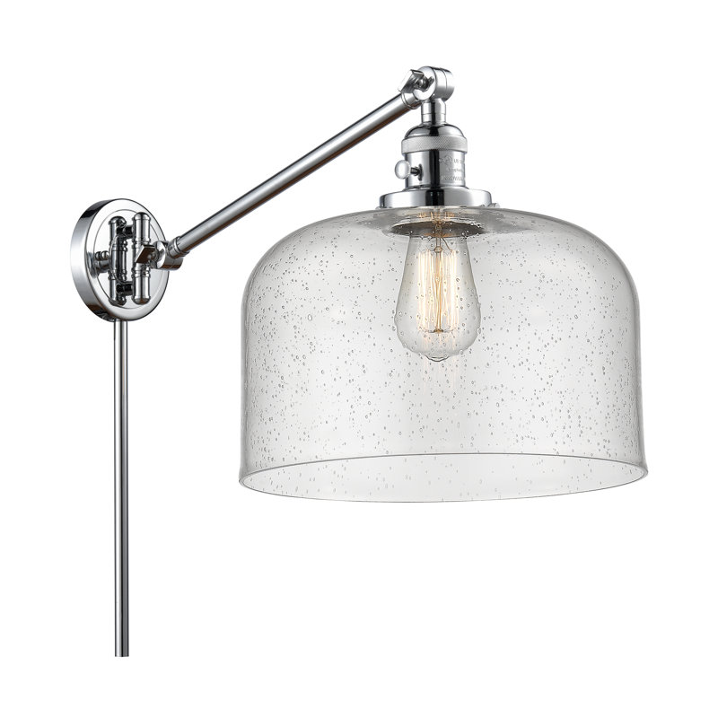 Bell - bras pivotant 1 lumière 12 po, Chrome poli, Ampoule à DEL rétro de 3,5 W, Grainé