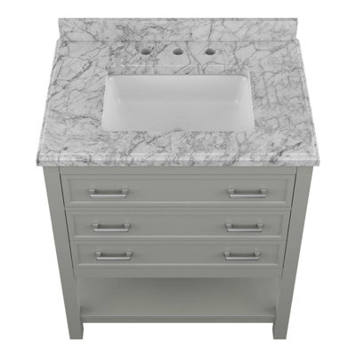 Meuble-lavabo simple 31 po avec plateau en marbre de Carrare Keisha