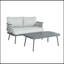 Causeuse et table en acier Mariano, gris-1306037174-1306037170