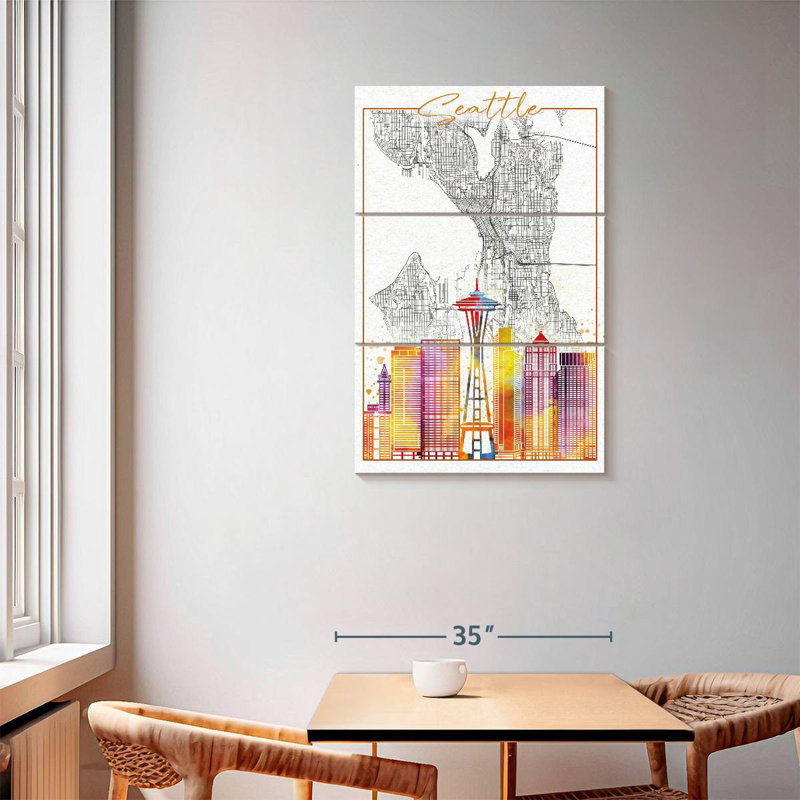 Carte de la ville de Aliaz Seattle, H 57 po x l 36 po