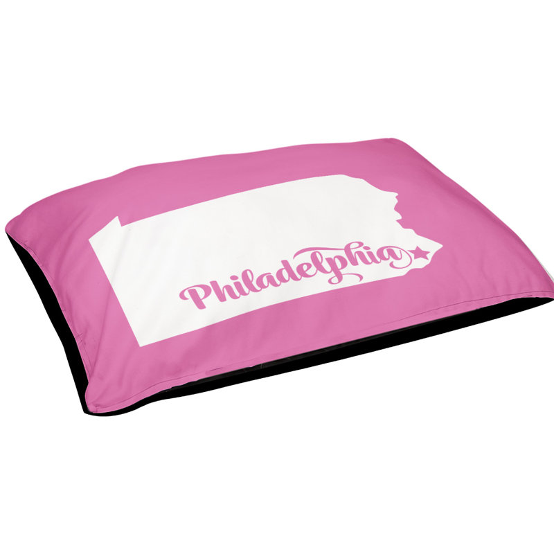 Coussin d'extérieur pour chien Home Sweet, Petit (l 28 po x P 18 po x H 6 po), Rose, Philadelphia Pennsylvania Outdoor Dog