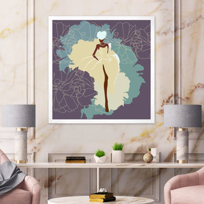 Femme afro-américaine en robe de mariée magnifique - impression sur toile