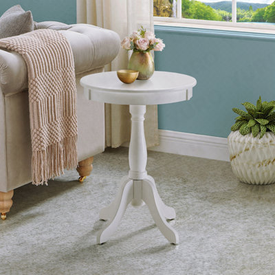 Table d'appoint blanche avec piédestal tourné