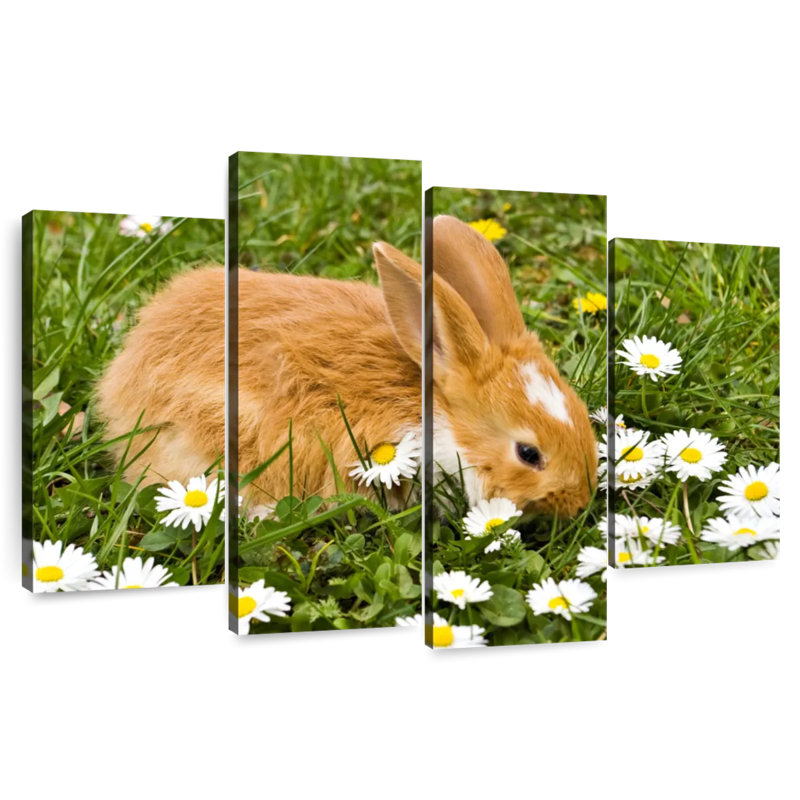 Brampt Daisies And Rabbit, 32" H x 52" W