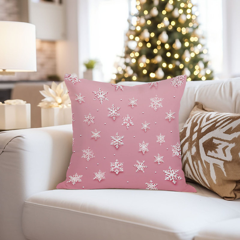 Pink Snowflakes Snow Modern, 16"H x 16" W