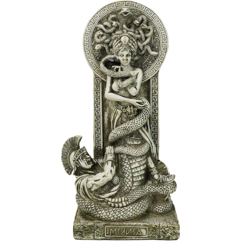 Figurine de déesse grecque Méduse aux cheveux de serpents et de queue de serpent par autel