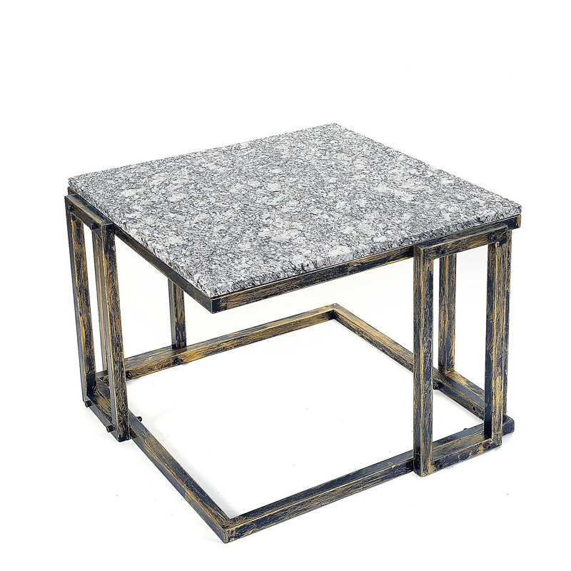Support pour plante en marbre granit noir / doré 14,5 po