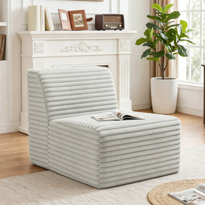 Fauteuil d'appoint modulaire en flanelle de fourrure de lapin gris clair sans accoudoirs