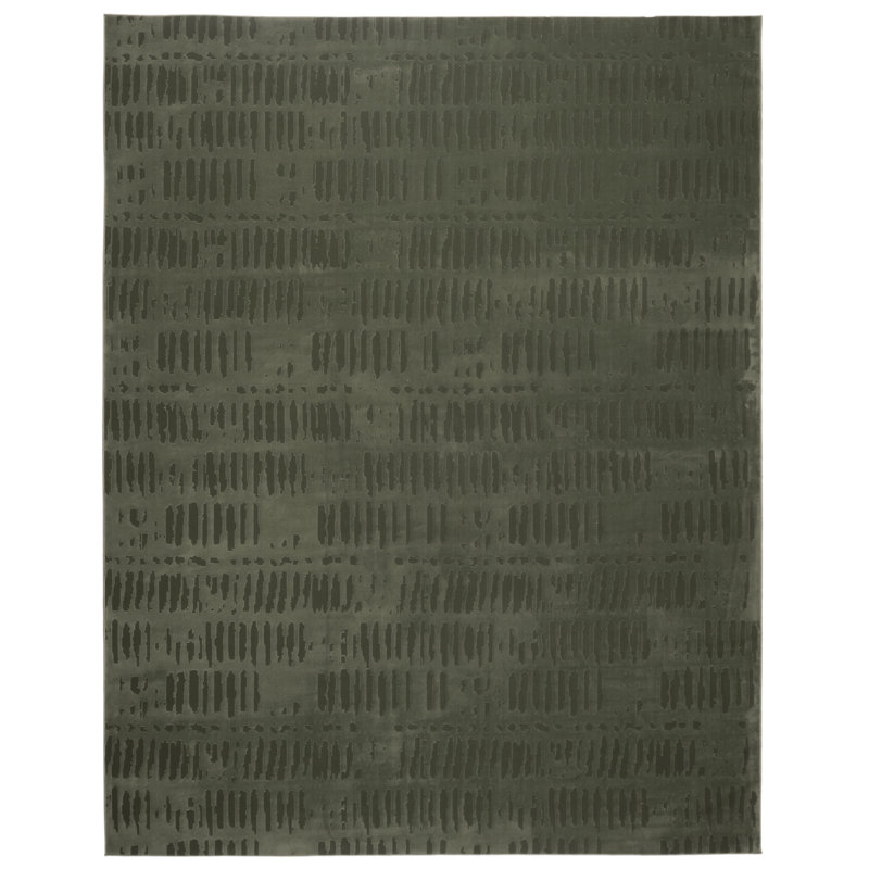 Shell Washable Rug, Rectangle 9'2" x 12'2", Olive Green