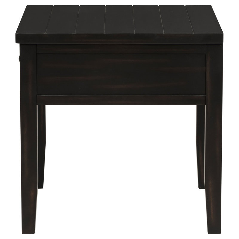 Sutter Distressed Java 1-drawer Square End Table
