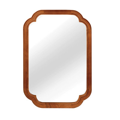 20" X 30" Solid Wood Frame Rounded Corner Decorative Mirror, For Bedroom, Bathroom, Living Room, Entryway