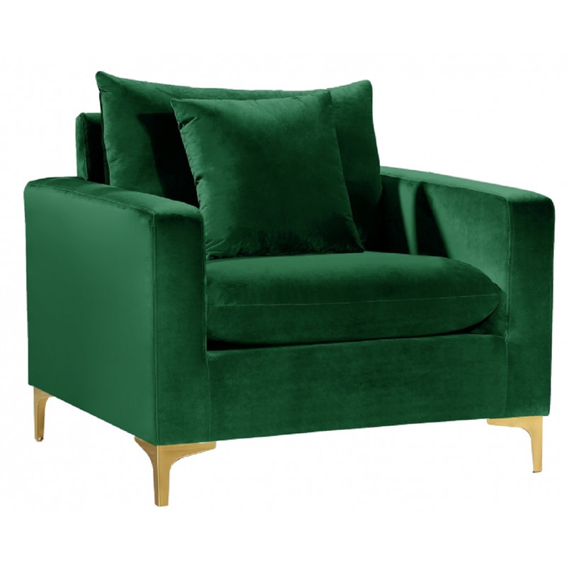 Naomi 36'' Wide Velvet Armchair, Green Velvet