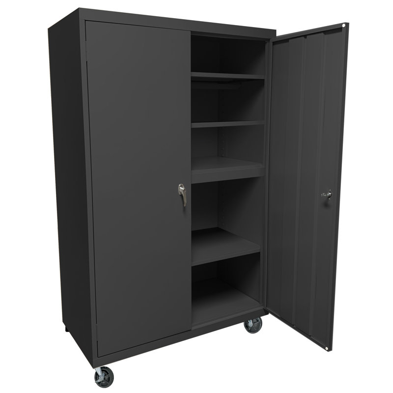 Armoire de rangement soudée mobile H 72 po x l 36 po x P 24 po, Gris anthracite, 66" H x 36" W x 24" D