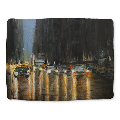 Scenic Blue Polyester Placemat - Evening in New York City Decor