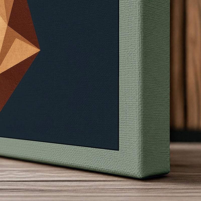 Deer Profile Geometric - Wrapped Canvas, 24x16 - 61.0 x 40.6 cm, Sage Border