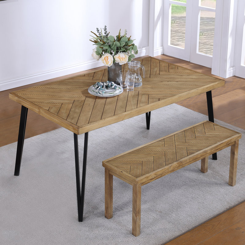 Ensemble de table et banc de salle à manger de style moderne pour la salle à manger et la cuisine, Brun
