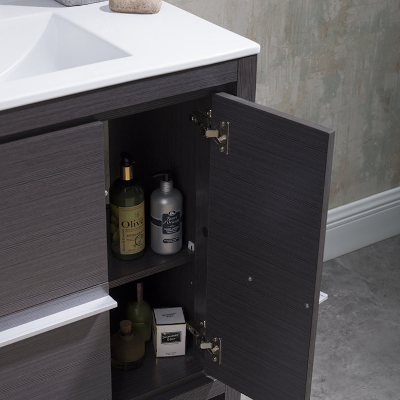 Ensemble de meuble-lavabo simple 36 "avec miroir Artemis, Gris argenté