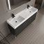 Meuble-lavabo autoportant avec lavabo double en résine, armoire de rangement avec portes à fermeture douce