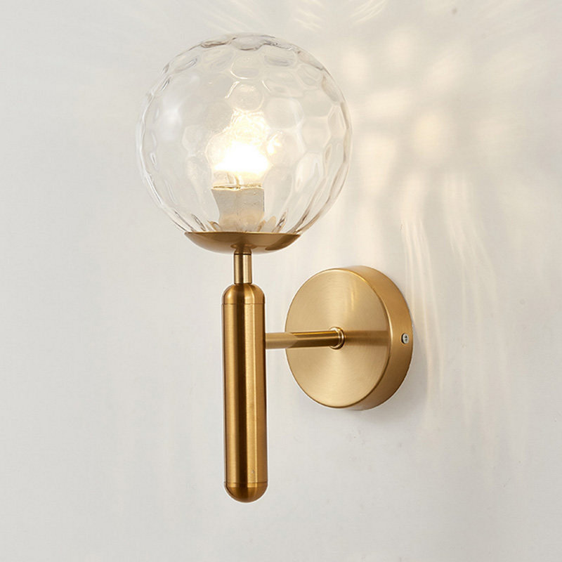 Hammered Glass Single Wall Source Lamp, Gold