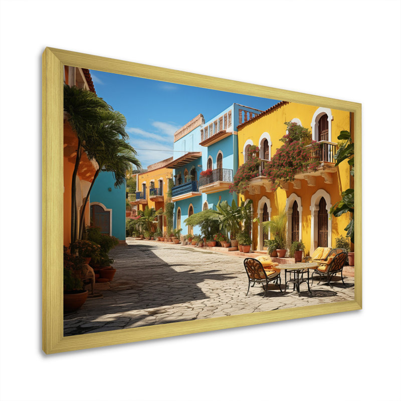 Caraibe City Charm Photo - reproduction sur toile, H 34 po x l 44 po x P 1,5 po, Cadre doré à une seule photo