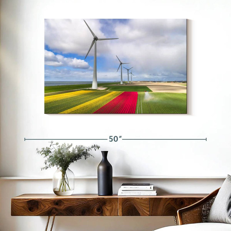 Lilie Wind Turbines And Tulip Fields, 26" H x 39" W