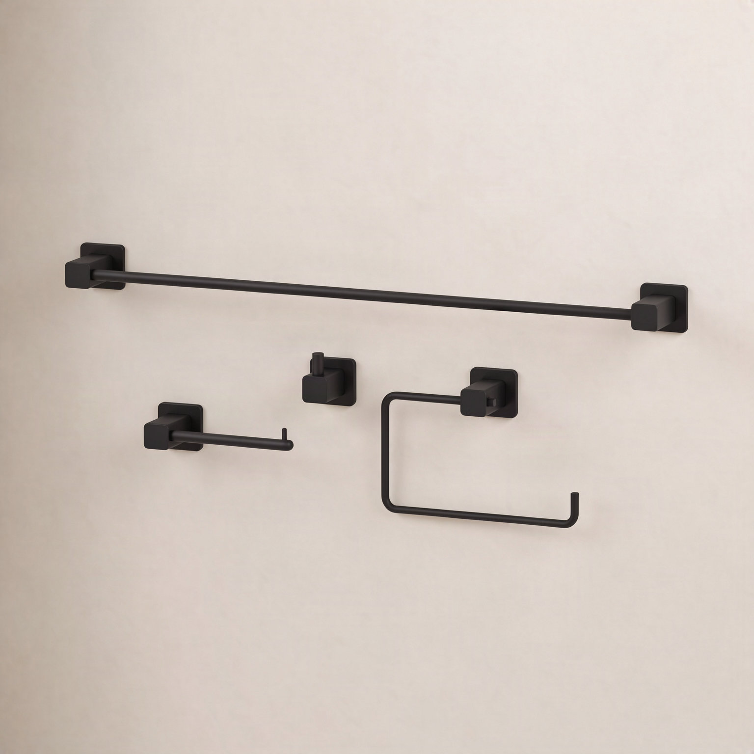 Meridian 4-Piece Bathroom Hardware Set, Matte Black