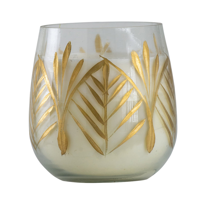 Bougie parfumée à motif de feuilles