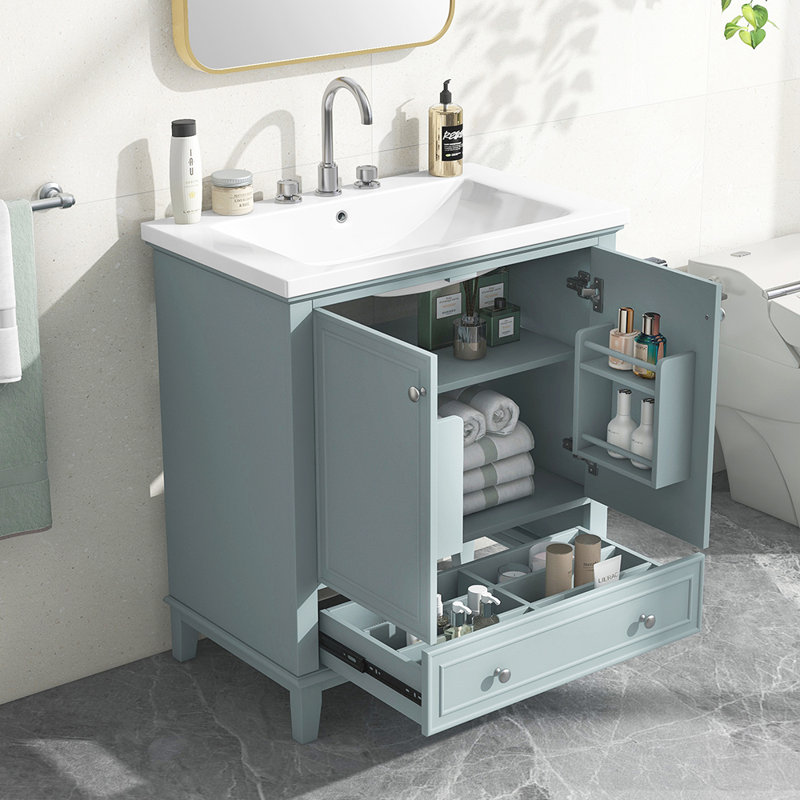 Meuble-lavabo simple avec plateau Naleah 30,01, Bleu clair