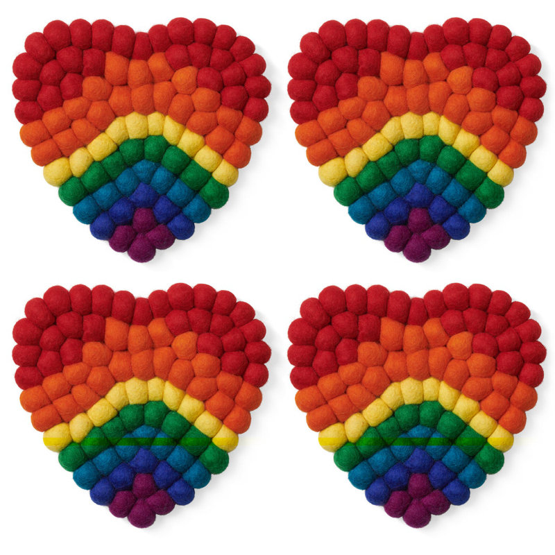 Ensemble de sous-verres MODWOOL Rainbow Heart (ensemble de 4)