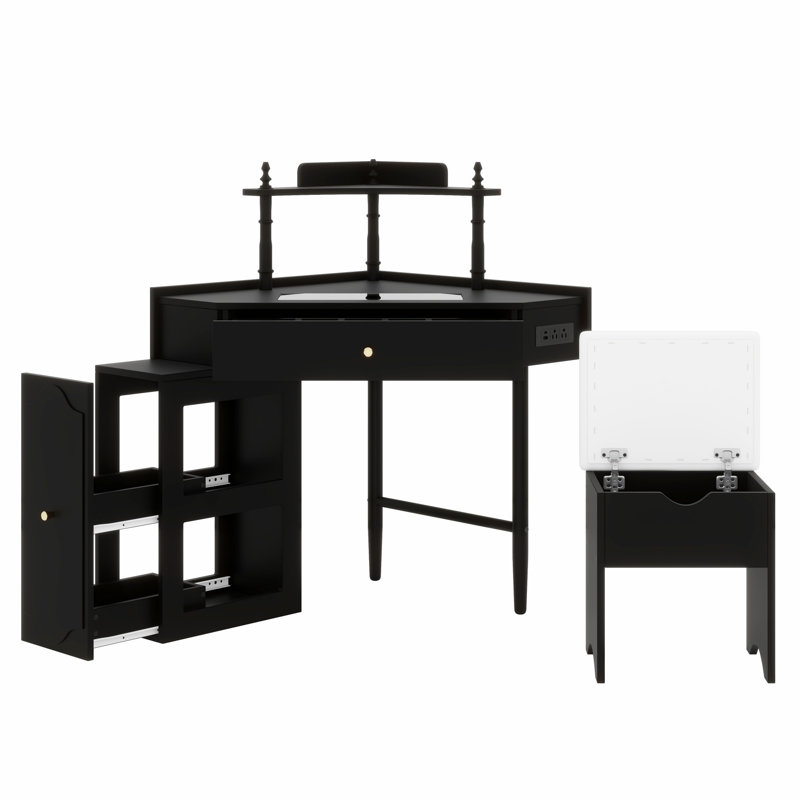 Meuble-lavabo de coin Triangle, Noir