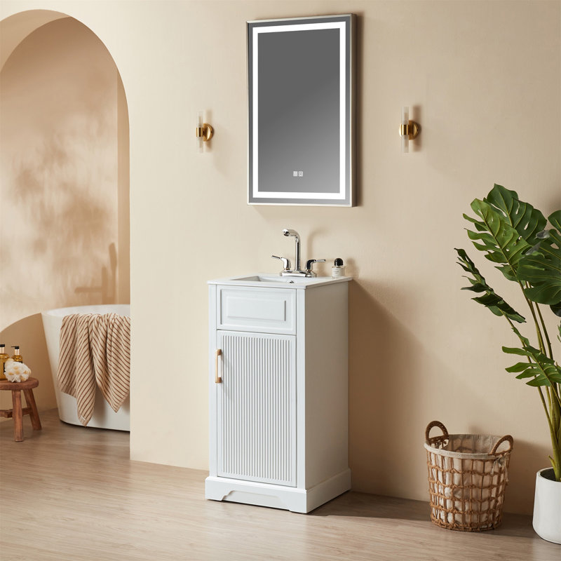 Meuble-lavabo simple autoportant de 18 po avec plateau entièrement assemblé
